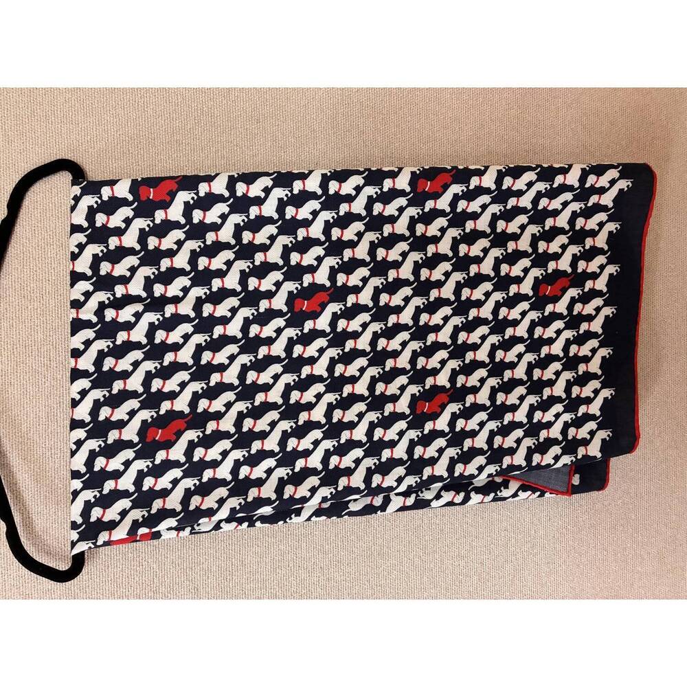 NEW RANI ARABELLA dog printed cashmere scarf in bassets blue